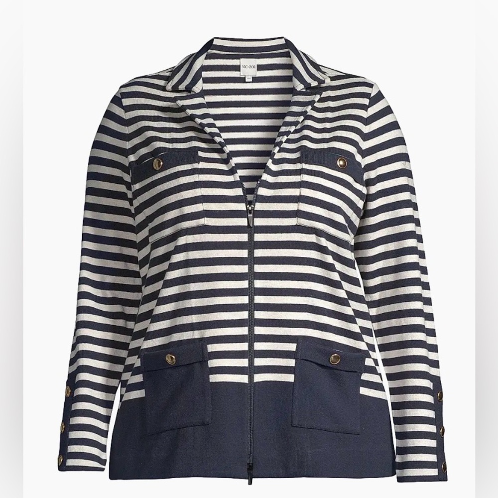 NIC+ZOE Plus Size Striped City Charm Cotton Knit Blazer - Picture 3 of 7
